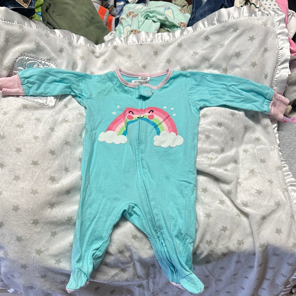 Gerber Teal and Pink Rainbow Footie